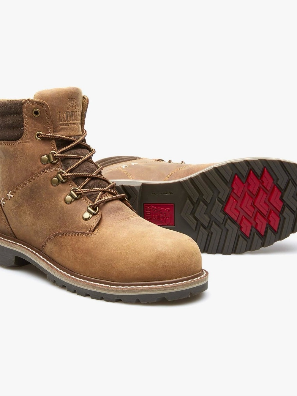 Kodiak Brown Leather Steel-Toe Work Boots 7.5